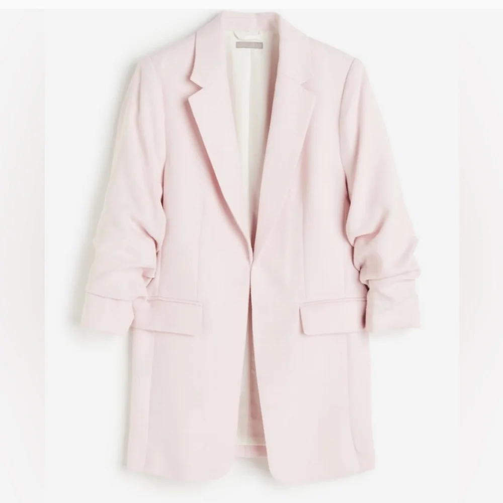 H&M Pink Gathered Sleeve Blazer Jacket - Picture 1 of 7